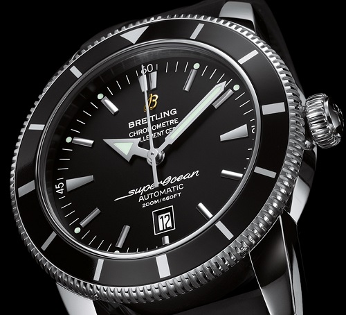 Breitling SuperOcean Cadran Noir Bracelet En Caoutchouc Montre Pour Hommes